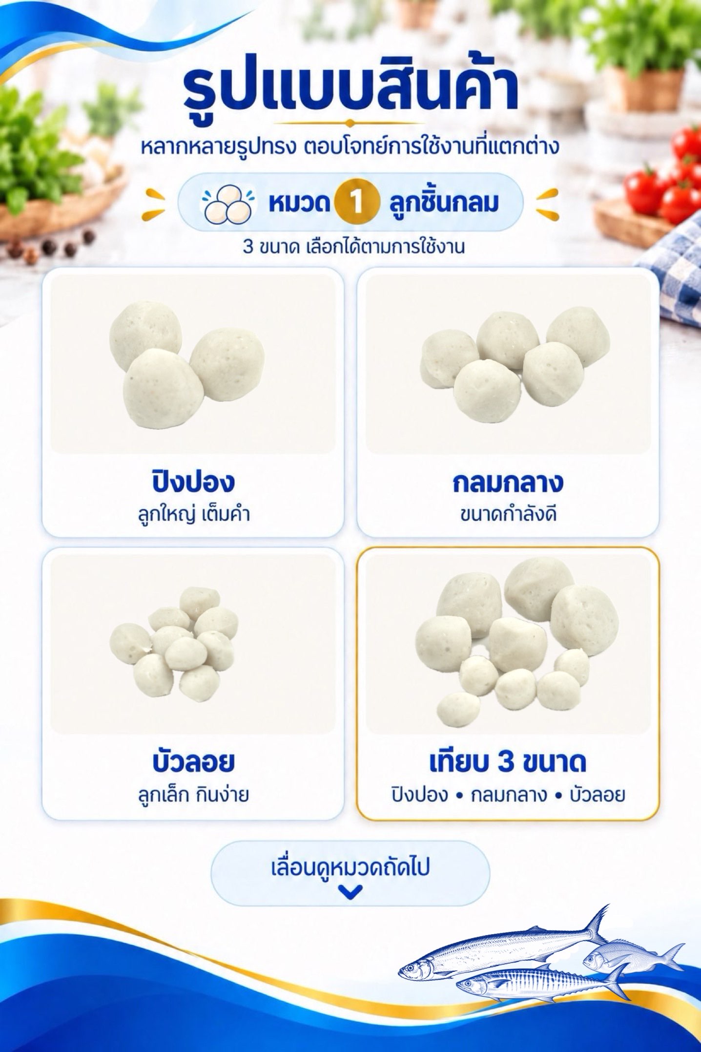 รูปแบบสินค้า หมวด 1 ลูกชิ้นกลม